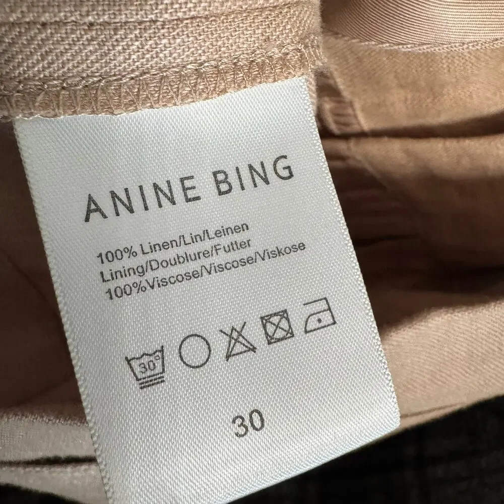 ANINE BING Thalia Linen Trouser Relaxed Pant Casual Wardrobe Minimalist Sz 30